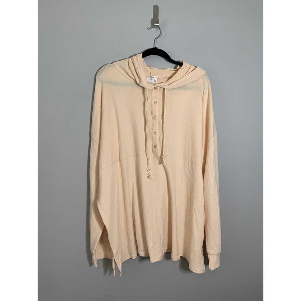 NEW Suzanne‎ Betro Hooded Pullover Women 4X Ivory Henley Knit Long Sleeve Top